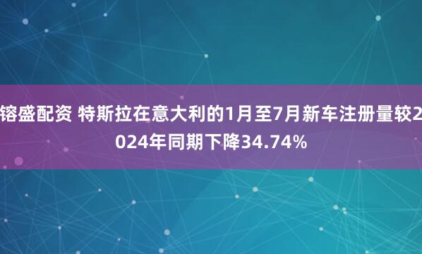 镕盛配资 特斯拉在意大利的1月至7月新车注册量较2024年同期下降34.74%