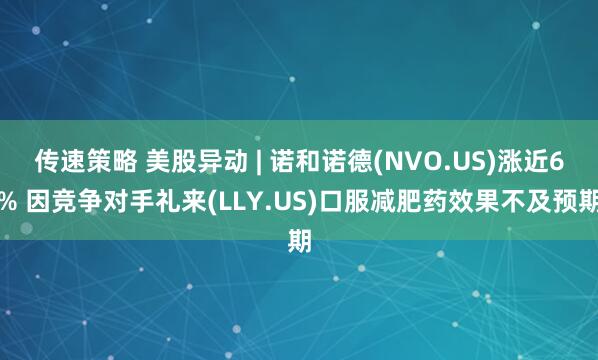 传速策略 美股异动 | 诺和诺德(NVO.US)涨近6% 因竞争对手礼来(LLY.US)口服减肥药效果不及预期